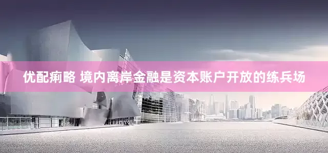 优配痢略 境内离岸金融是资本账户开放的练兵场