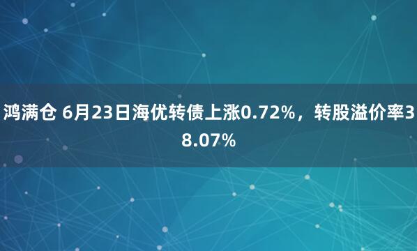 鸿满仓 6月23日海优转债上涨0.72%，转股溢价率38.07%