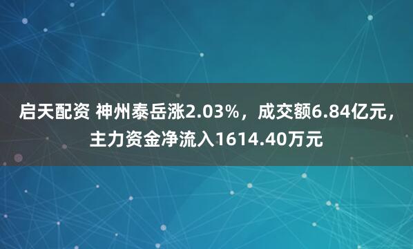 启天配资 神州泰岳涨2.03%，成交额6.84亿元，主力资金净流入1614.40万元