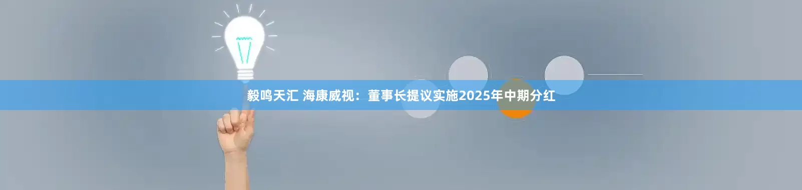 毅鸣天汇 海康威视：董事长提议实施2025年中期分红